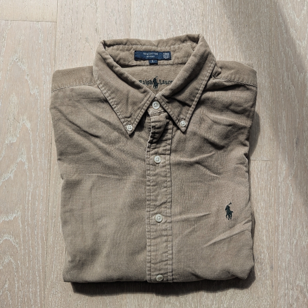 Vintage 1980s Ralph Lauren beige corduroy shirt
